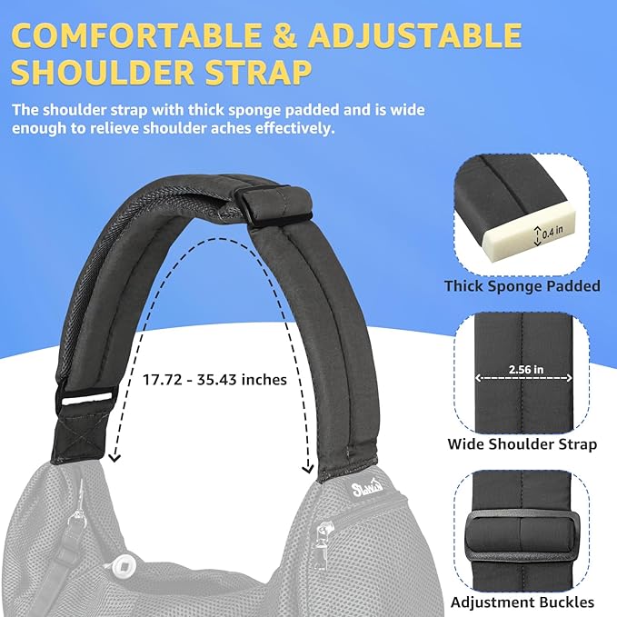 SlowTon Dog Carrier Sling - Thick Padded Shoulder Strap Adjustable Dog Carriers for Small Dogs, Puppy Carrier Purse for Pet Cat with Front Zipper Pocket Safety Belt Machine Washable (Grey Mesh L)