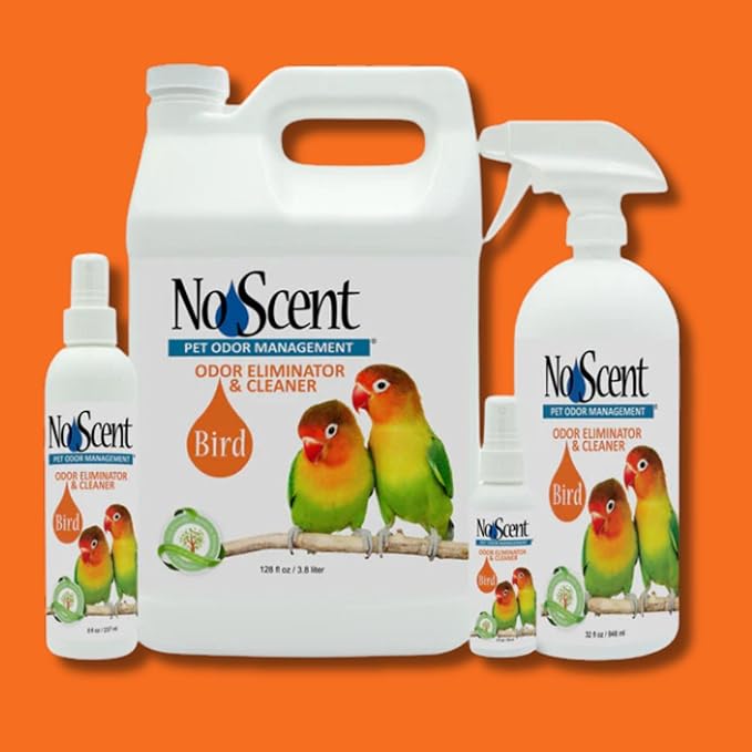 No Scent Bird Cage Cleaner Spray & Pet Odor Management, Natural Aviary Freshener (8 Fl Oz / 237 mL)