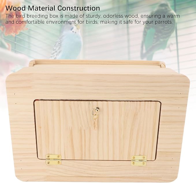 Buachois Bird Nest Box, Parrot Breeding House, Wooden Acrylic Parrots Nesting Box Spacious Insulated Bird Mating Boxes for Lovebirds Cockatiel Conure Cockatoo Budgie