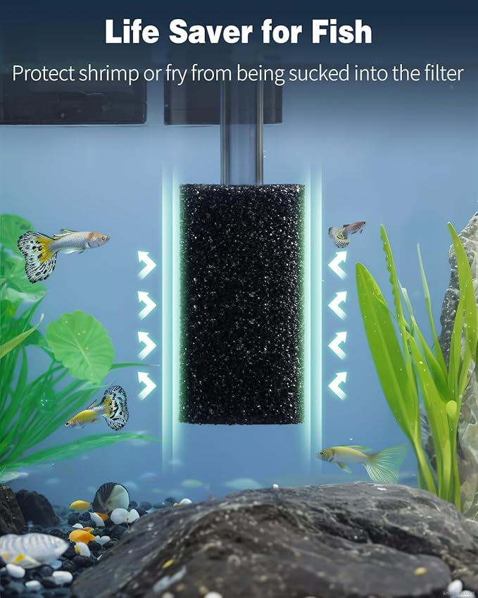 Pawfly 12 Pack Pre-Filter Sponge, 0.6" Aquarium Intake Filter Sponge Foam Cover Rolls for Small Fish Shrimp Fry Fish Tank Covers Accessories