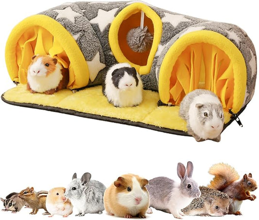 Avont Guinea Pig Hideout Tunnel, Large Hideaway Play Tube Toys Mat for Small Animal Dwarf Rabbits Bunny Chinchillas Hamsters Hedgehogs Ferrets Bearded Dragons and Rats -Star