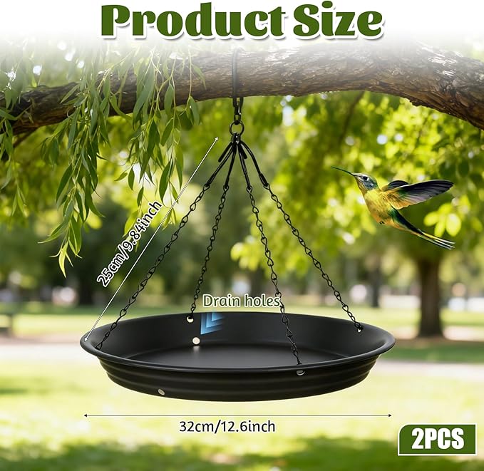2 Sets 12.8'' Bird Seed Catcher Tray, Bird Feeder Platform Large Hanging Tray Squirrel Feeder Fits Most Feeders Catches Most Falling Seed and Husk for Outdoors, Backyard, Garden