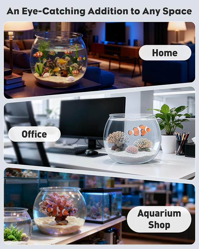Pawfly Small Plastic Fish Bowl, Clear Round 1.5 Gallon Fish Tank for Small Fish, Unbreakable Small Fishbowl Desktop Aquarium, Shatterproof Betta Fish Tank Goldfish Bowl, Decorative Globe Vase
