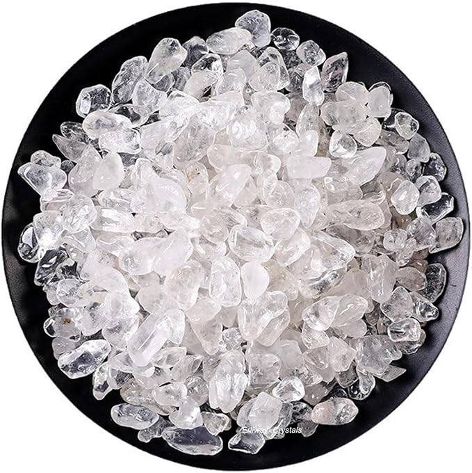 Erliway Clear Quartz Crystal Chips Bulk for Vase Filler Craft, 0.5 lb 7-9mm | Natural Crushed Crystal Stone for Spell Jar, Aquarium Gravel, Reiki Healing Meditation, Jewelry Making, Resin Art, Home Décor