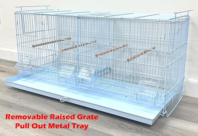 LOT of Two Extra Large 36" x 18" x 19"H Stackable Breeder Bird Flight Cage Removable Center Divider and Breeding Nest Doors with Removable Rolling Stand