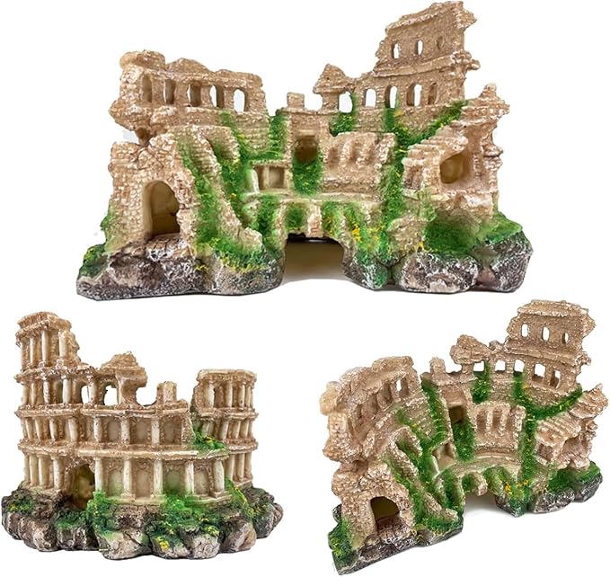 Antique Roman Column Ruins Aquarium Decor, Greek Aquarium Decorations, European Castle&Underground Roman Column Fish Tank Cave, Large Rock Cave Hideout, Safe for Freshwater & Saltwater Tanks