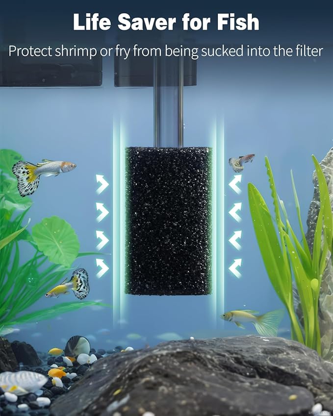 Pawfly 12 Pack Pre-Filter Sponge, Aquarium Filter Sponge 0.8" Intake Sponge Foam Roll for Small Fish Shrimp Fry Fish Tank Covers Accessories