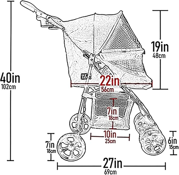 Pet Gear Happy Trails Lite Pet Stroller for Cats/Dogs, Zipper Entry, Easy Fold with Removable Liner, Safety Tether, Storage Basket, Titanium Grey
