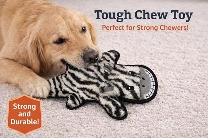 Jalousie 5 Pack Ultra Tough No Stuffing Squeaky Dog Toys for Large Dogs No Mess Interactive Durable Plush Chew Toy Indestructible Dog 6 Layers (5 Pack Strong Plushy Animal Pattern, Small to Medium)
