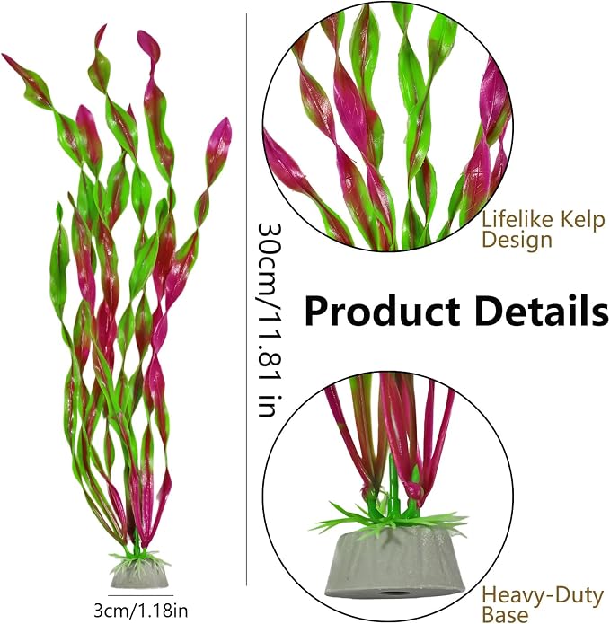 10 Pcs Artificial Aquarium Plants, Plastic Aquatic Plant Decor for Fish Tank, Stream Tank, Aquarium Landscape Decoration (30cmhd-GR)