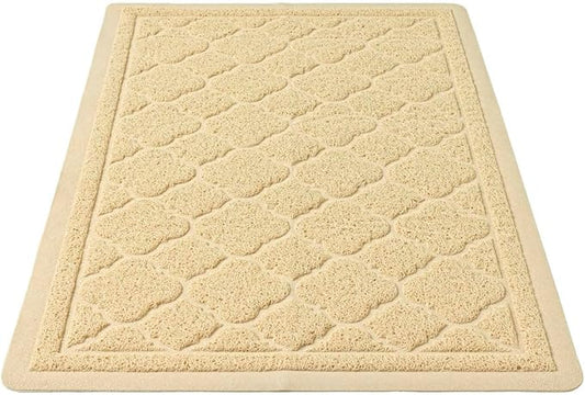 WePet Cat Litter Box Mat, Kitty Premium PVC Pad, Durable Trapping Rug, Phthalate Free, Urine-Resistant, Scatter Control, L 35 x 23 Inch, Beige