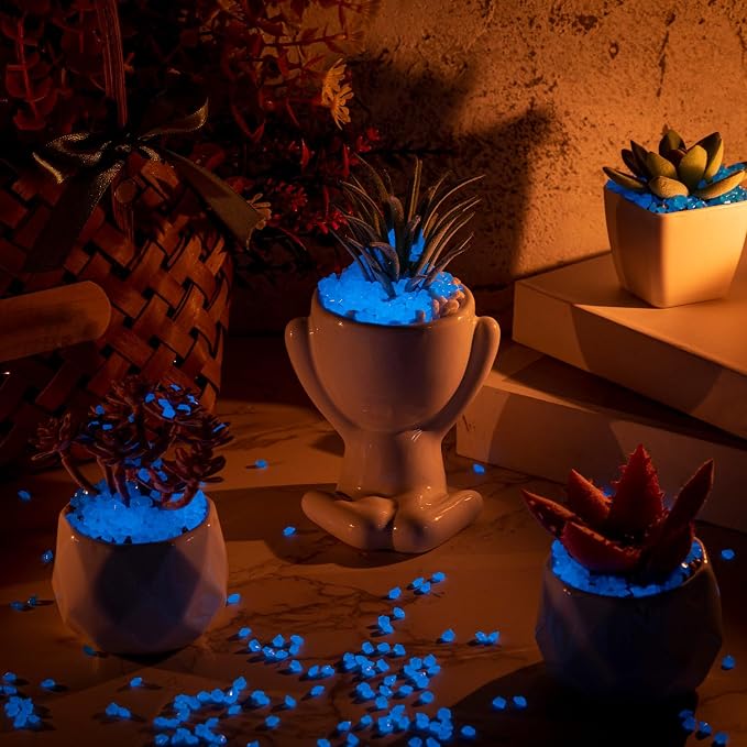 40000 Pcs 3-5mm Glow in The Dark Rocks Pebbles for Fish Tank Sand Aquarium Luminous Gravel Bulk Craft Landscaping Glow Stone for Potted Succulent Decor Fairy Garden, 2.2 Lb/ 1 kg(Dark Blue)