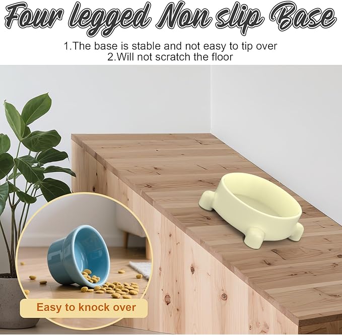 Ceramic Dog and Cat Bowl 6inch Non-Slip Dog Food and Water Bowl 21oz Flip-Proof Pet Feeding Bowls with Four Legged Stable Base for Small Medium Dogs Cats