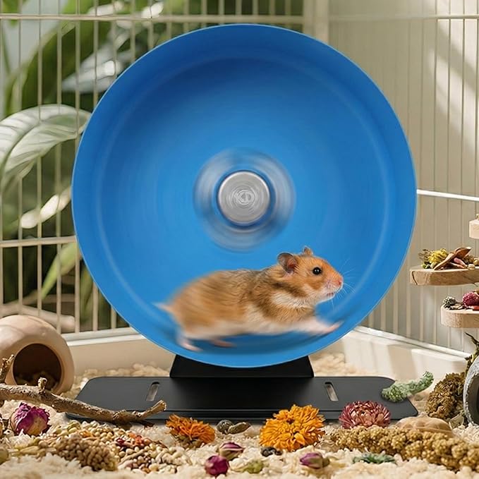 11.8" Silent Rat Exercise Wheel, Aluminum Alloy Noiseless Running Wheel for Fancy Rat, Syrian Hamsters, Hedgehogs and Small Pets (Base-Blue)