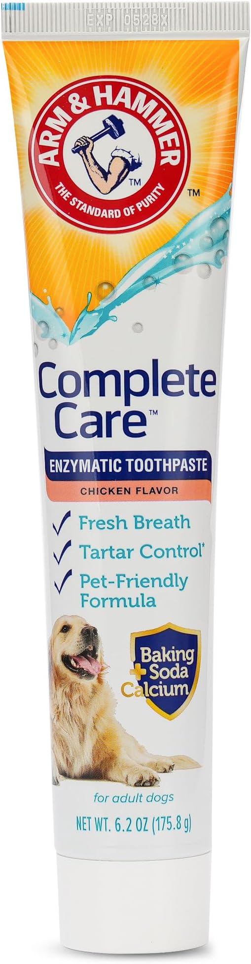 Arm & Hammer Complete Care Enzymatic Dog Toothpaste with Baking Soda and Calcium, Fluoride-Free Chicken Flavor for Plaque, Tartar, and Fresh Breath, 6.2 Oz Value Size