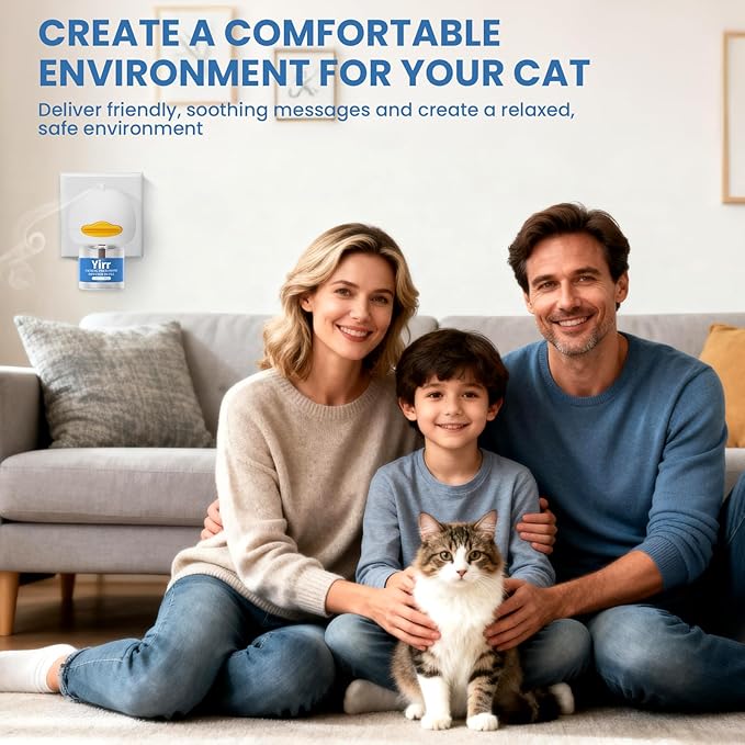 Cat Calming Diffuser, 4 in 1 Kitten Pheromones Calming Diffuser, Multicat Calming Diffuser, Relaxing Pheromone for Cat Relief Stress Anxiety Fighting Scratching, 1 Diffuser 3 Refill(48ml)