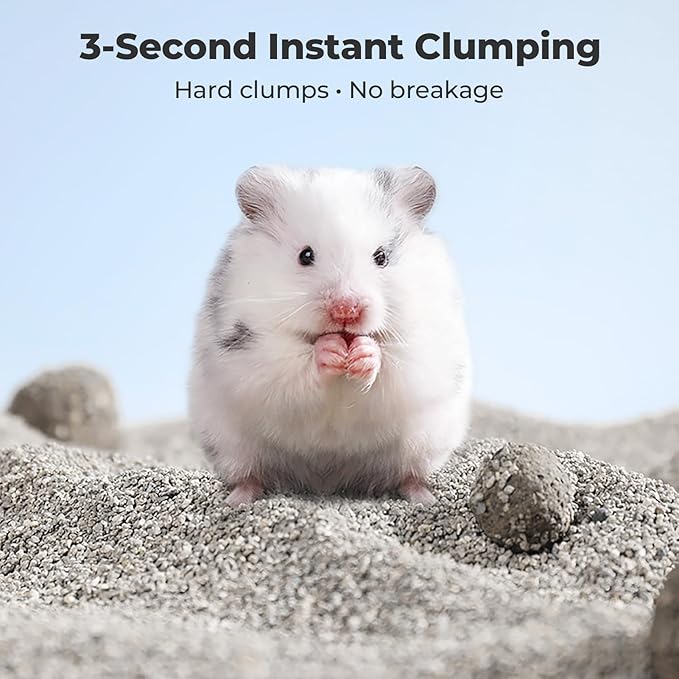 Hamster Sand Bath - Odor-Control Bathing Sand Low Dust Sodium-Based Mineral Litter with Non-Stick, Long-Lasting Odor Absorption, Dual-Use Potty Litter for Hamster, gerbils, chinchillas, and mice