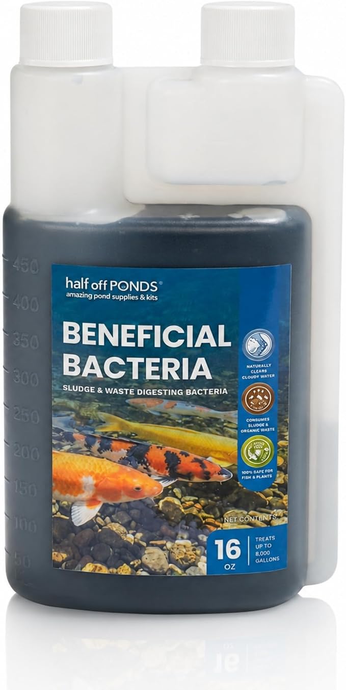 HALF OFF PONDS Beneficial Bacteria Pond Treatment, 16 oz – Helps Clear Water, Supports Biological Filtration – Safe for Fish & Plants