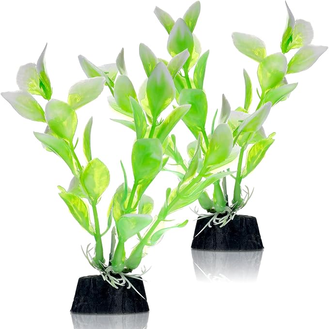 2 Pcs 4 Inch Small Aquarium Plants for Betta Fish Tank, Aquarium Plants Decorations Fish Tanks Plants Leaf Hammock Water Grass Decoration(Green)