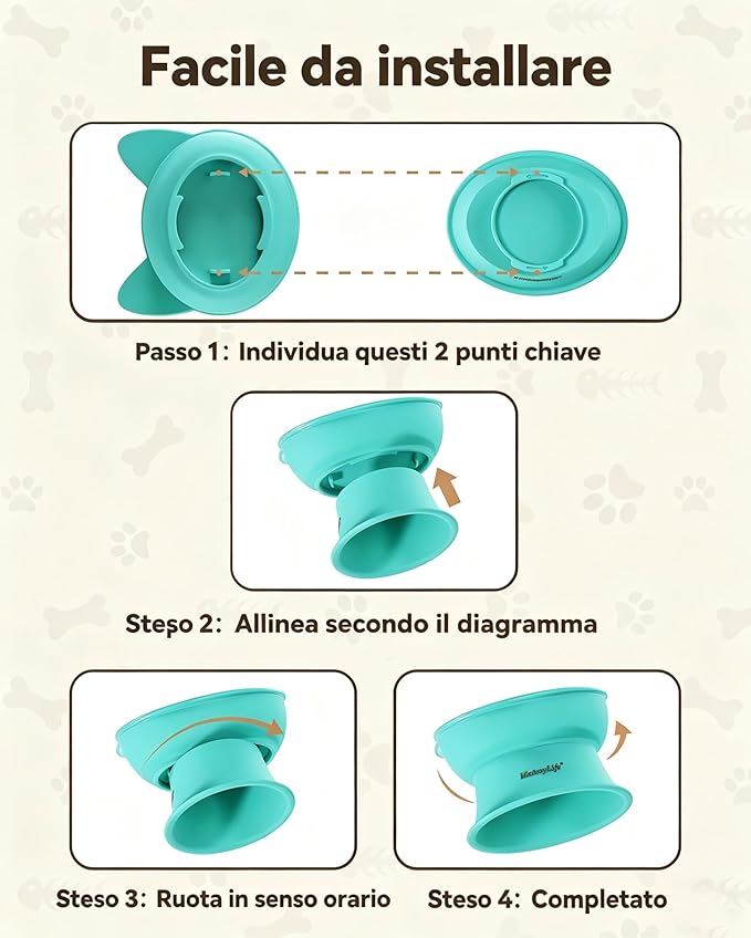MateeyLife Elevated Cat Bowls, 2P Raised Food and Water Bowl Set for Indoor Cats & Small Dogs, Whisker Fatigue Cat Bowl, Anti Vomit Feeding Pet Bowls, 6 oz Each, Dishwasher Safe - Pink & Green