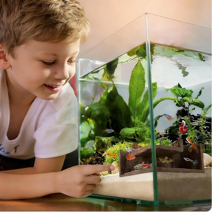 Fish Tank Accessories, Resin Natural-Looking Wood-Like Aquarium Cave, Tunnel Cave & Hideout for Aquarium, Fish Tank Decorations for Guppy, Neon Tetra, Corydoras Catfish, Betta