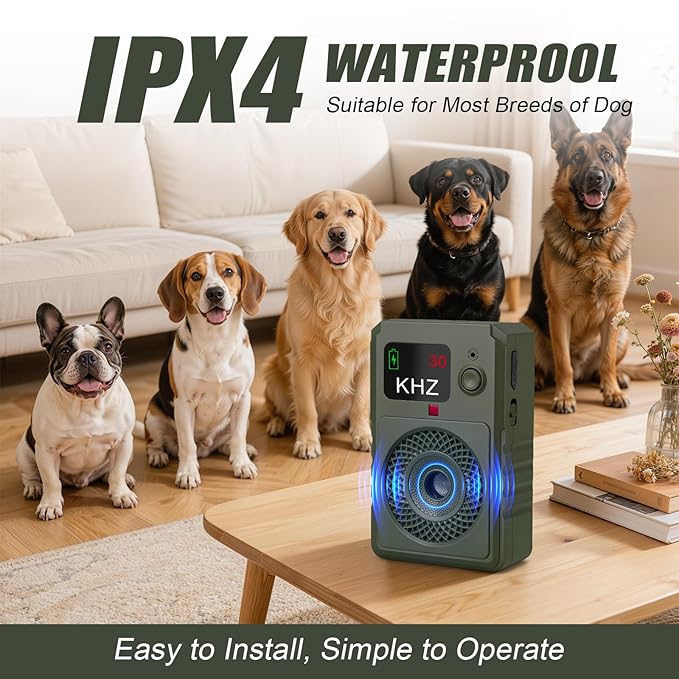 Dog Bark Deterrent Devices 2026 New Updated Anti Barking Device for Dogs Automatic Ultrasonic Bark Box with LED Screen, 50ft Range Wall-Mountable, Rechargeable Dog Silencer for Indoor Outdoor