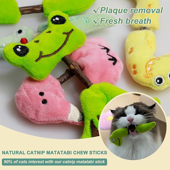 Interactive Catnip Toys for Indoor Cats, Silvervine Sticks for Cats & Cat Chew Rope Toy for Teeth Cleaning, Cat Crinkle Balls for Kitten Training and Play, Cat Toys Set for All Breeds 7Pack