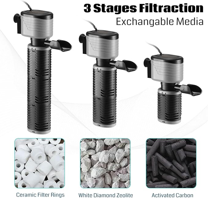 SainSmart XpertMatic 45W Aquarium Filter, Submersible Fish Tank Filter | Water Pump for Up to 220 Gallon Fish Tank, 3 Stages 792 GPH Biochemical Sponge Filter, for Aquarium Filtration/Oxygenation