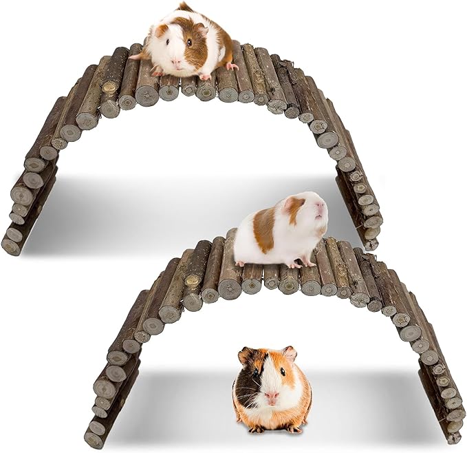 Hamiledyi 2PCS Hamster Bridge Long Wood Dwarf Hamster Climbing Ladder 25.6×3.5IN Small Animals Cage Accessories for Syrian Gerbils Mice Rat Sugar Glider Wooden Hideout Toy