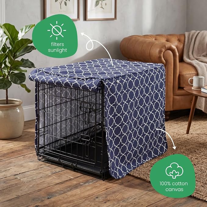 Molly Mutt Romeo & Juliet Dog Crate Cover, 100% Cotton Canvas Cover with 2 Roll-Up Panels, Ideal for Dog or Cat Crate, Durable, Washable, and Free of Harmful Chemicals, 36" x 24" x 27"