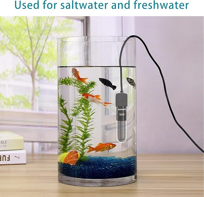 Small Submersible Aquarium Heater,Adjustable Mini Fish Tank Heater 25/50/100/150/200/300 Watts with External Temperature Controller, LED Display, Smart Memory, Used for 1-60 Gallons (100W)