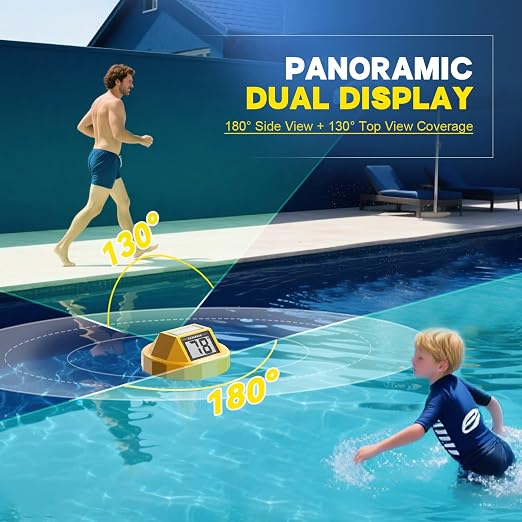 Pool Thermometer Solar Digital Floating, High Precision Large Screen Without Fogging with Double-Sided Display Screen for Swimming Pool, Aquarium, Spa, Hot Spring, Ponds(Yellow)