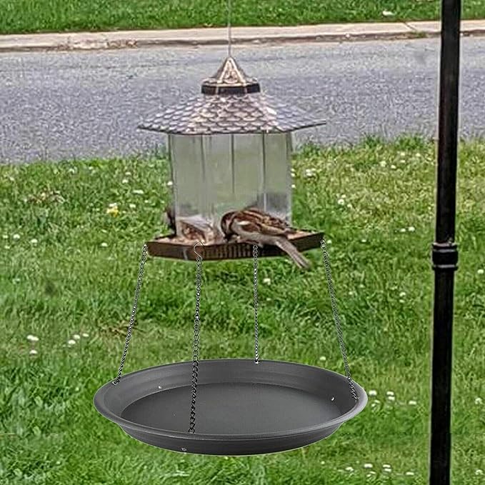 Bird Seed Catcher Tray Platform Feeder Hanging Tray Fits Most feeders Catches Most Falling Seed and Husk Great for Attracting Birds Outdoors, Backyard, Garden - Black