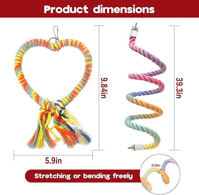 Bird Rope Swing Toy Parrot Climbing Perch Stand for Cockatiel Conure Cage Hanging Decor Parrot Natural Wood Stand Perch, Swing Natural Parrot Perch(Color)