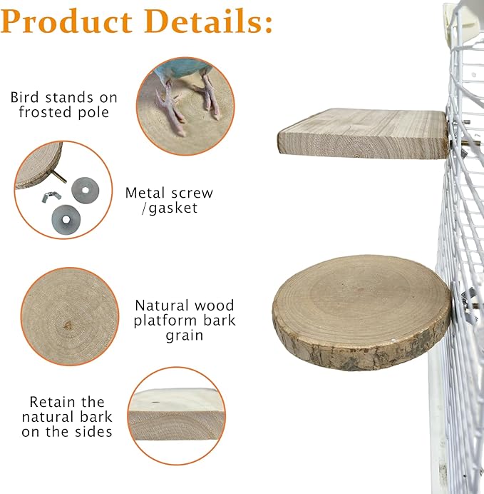 Hamiledyi Wood Bird Perch 4 Pcs Natural Bird perches Wooden Stand Platform or Budgie Conure Parrot Parakeet Cockatiel Lovebird