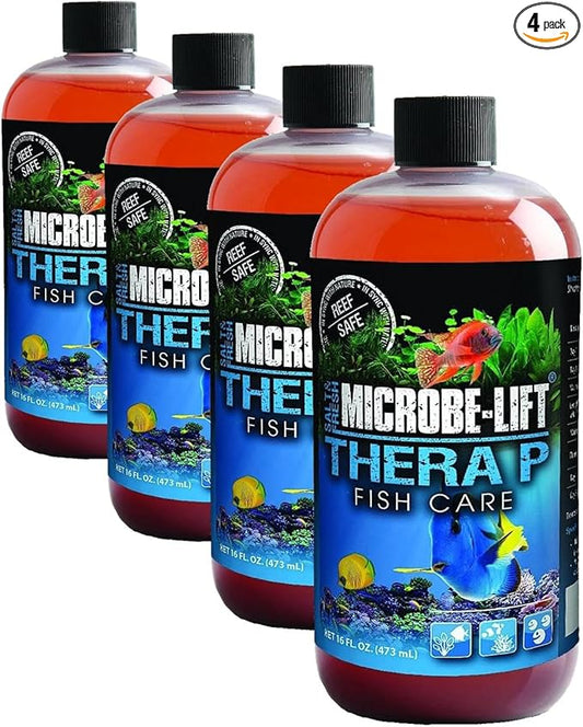 MICROBE-LIFT THERAPH16 TheraP Fish Care Treatment for Freshwater and Saltwater Home Aquariums and Tanks, 16 Ounces (Pack of 4)