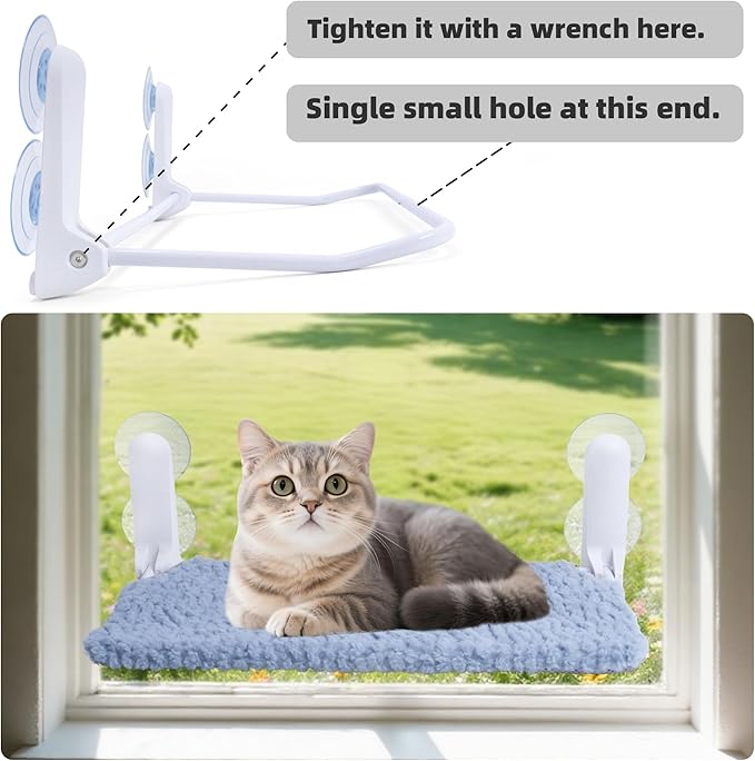 AIWIKIDE 2PC Cat Window Perch, Easy Install Bracket, Portable Wall Hammock for Indoor Cat, Light Blue