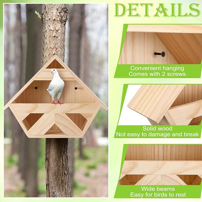 Weysat Cedar Dove Nesting Box Pigeon House Wooden Bird Nest Box for Mourning Dove Bird Pigeon Outside Nesting and Roosting Platform Birdhouse Outdoors Garden Decoration