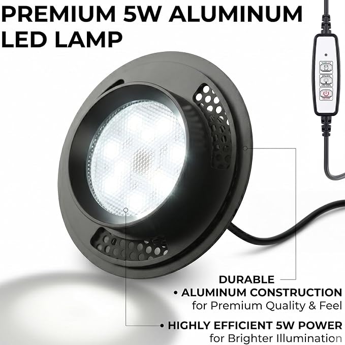 AREPK Glass Terrarium Plant Grow Light with Timer for Vases, 4-Inch Lamp | Auto On/Off Timer; Suitable for Glass Terrariums, Betta Fish Tanks, Succulents, Moss, Indoor Plants and Mini Landscapes