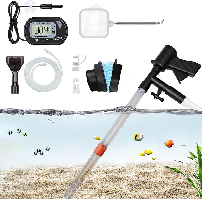 Fish Tank Cleaner Kit, Gravel Vacuum for Aquarium, Aquarium Vacuum & Siphon, Fish Tank Cleaning Kit, Aquarium Vacuum Gravel Cleaner