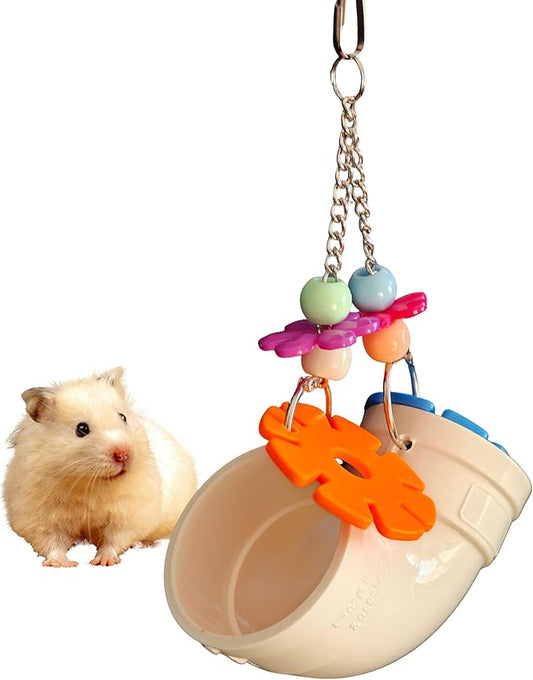 Hanging Foraging Toy for Small Animals Slow Feeder Enrichment Tube with Wide Openings Chew-Resistant Cage Toy for Hamsters Mice and Small Birds