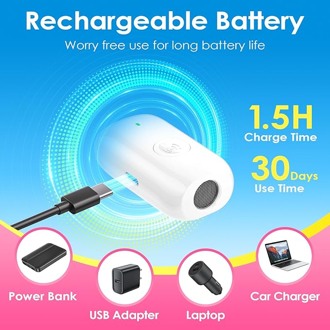 Mini ultrasonic dog bark deterrent device, effectively stops unwanted barking with 50ft,pain free training & behavior aid for indoor/outdoor use,rechargeable portable dog barking stopper（white）