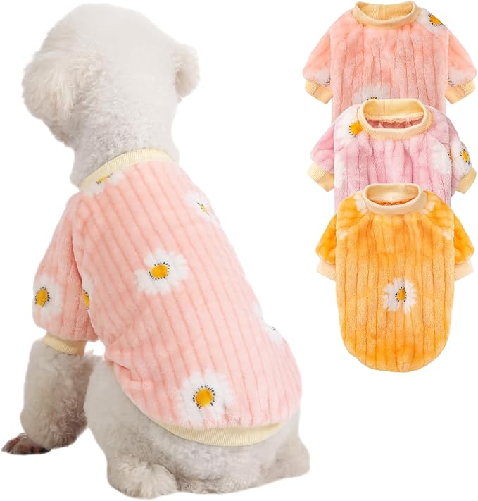 Dog Sweater, 3 Pack Dog Sweaters for Small Dogs, Dog Clothes for Small Dogs Girl Boy, Ultra Soft and Warm Puppy Sweater Dog Coat for Winter Christmas (Dy Pink+Dy Purple+Dy Yellow, XX-Large)