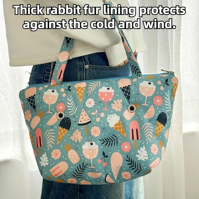 Warm Bird Carrier Bag for Winter Shoulder/Hand Bag Outdoor Portable Travel Carrier with Air Holes for Parakeets Lovebirds Conures Quarkes Caique (Grey,Medium)