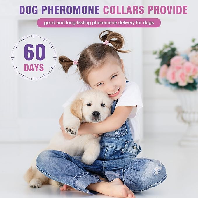 Tcllka Calming Collar for Dogs 4 Packs Dog Pheromone Calm Collars Relief Anxiety Stress Separation Lasts 60 Days