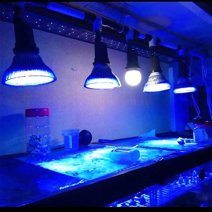 LED Aquarium Lights Bulb, 18W Saltwater Fish Light Full Spectrum Aquatic Plants Grow Lamp Refugium Light, 5 Colors LEDs Reef Lights for Marine Turtle Habitat