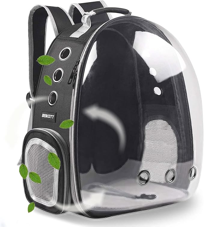 Cat Backpack Carriers, Dog Backpack, Pet Backpack for Small Cats Puppies Dogs Bunny, Airline-Approved Ventilate Transparent Bubble Backpack for Travel and Outdoor(Black)
