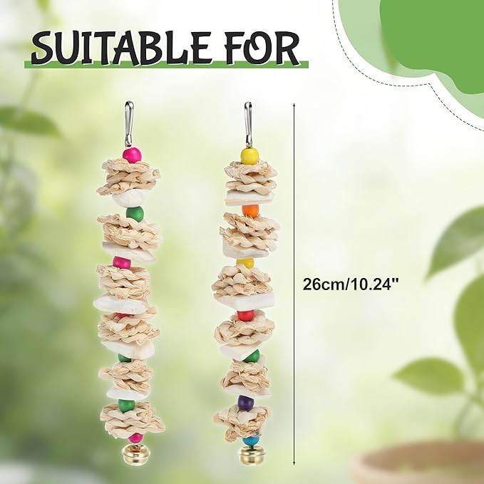 Bird Toys with Cuttlebone, Prevent Destructive Chewing, Grinding Stone for Bird, White, Colorful, 2 Pcs