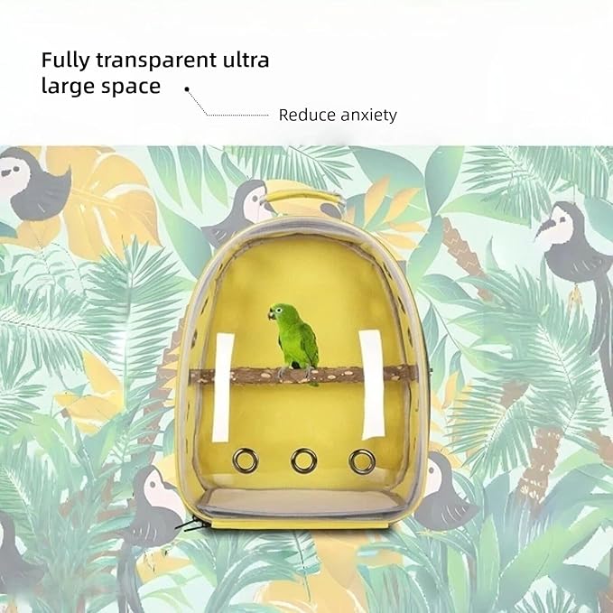 Bird Backpack, Lightweight and Breathable Outdoor Travel Backpack with 12 Breathable Holes, Wooden Pole, Adjustable Shoulder Strap for Birds and Pets (Light Blue)