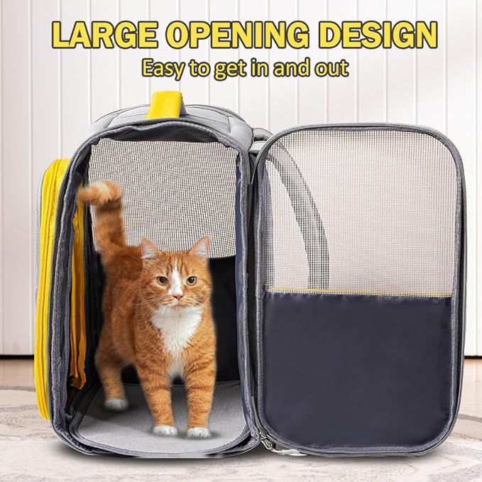 Vivicreate Cat Backpack Carrier for Dogs and Cats Kittens Rabbits, Foldable Mesh, Cat Carrier Backpack 15 Lbs, Pet Backpack Carrier for Walking, Camping and Cycling (White)